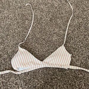 wrap around pink + white striped hollister bikini